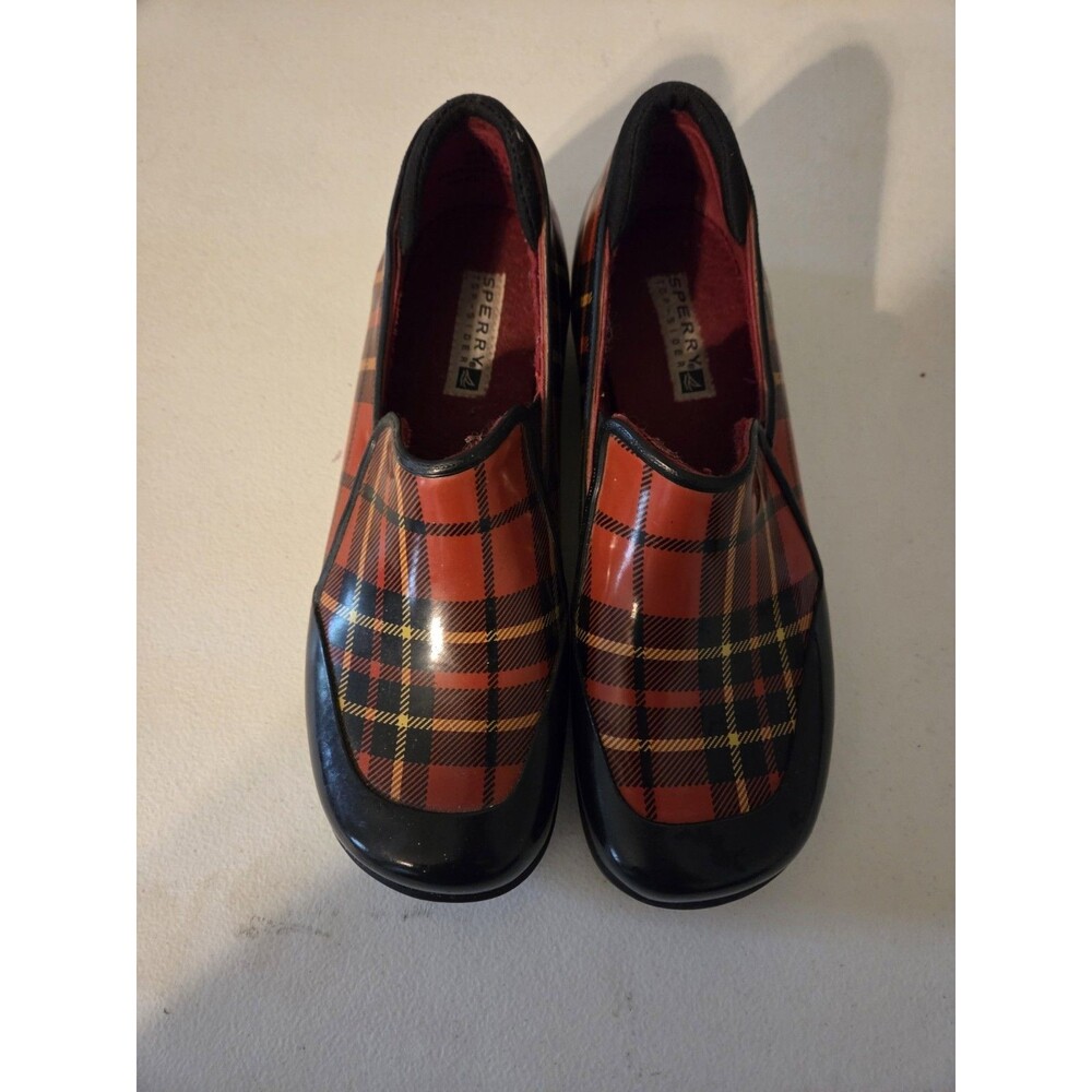Sperry Top-Sider Womens Size 8 M Red Plaid Waterproof Rubber Rain Shoes Clogs...